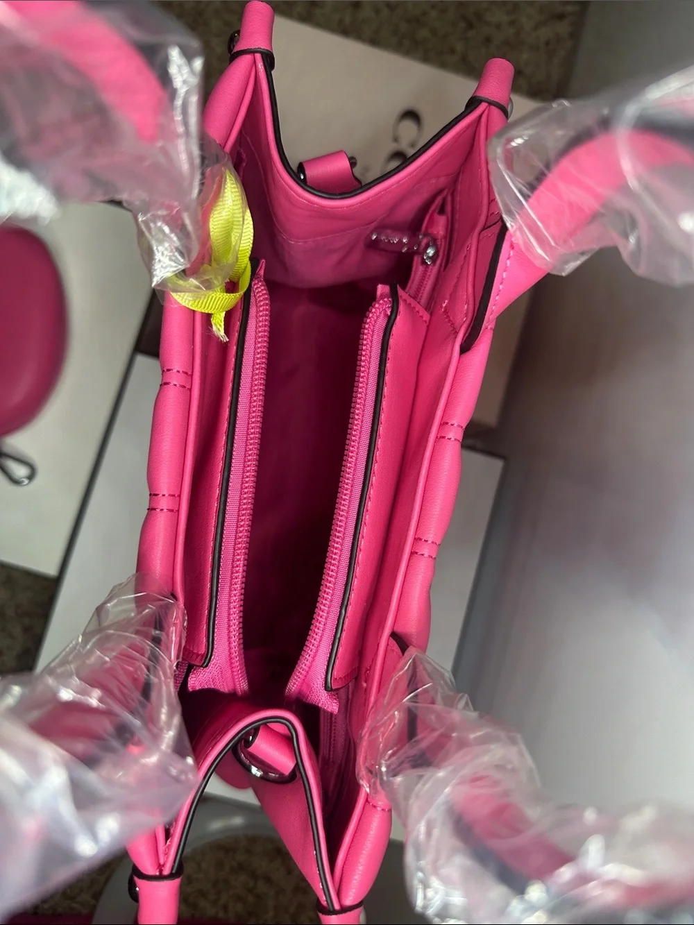 Hot Pink Quilted Satchel with Coin Pouch